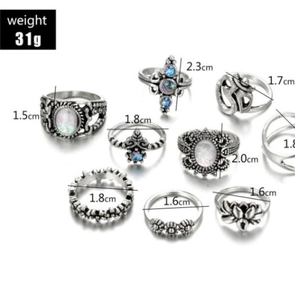 NEW 9pc garden of flowers ring set - Picture 4 of 6